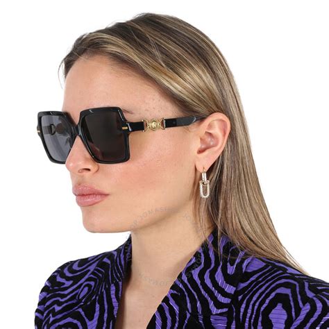 Versace Dark Grey Square Ladies Sunglasses VE4441 GB1/87 